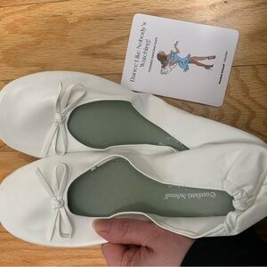 White Ballet Flats with Bow